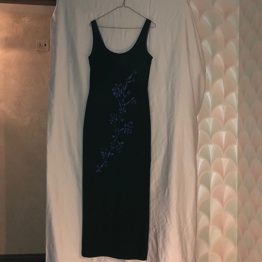 Black velvet evening dress